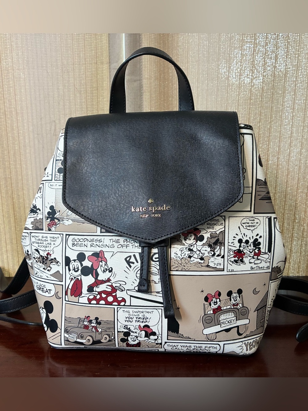 kate spade Black & Cream Mickey Comic Backpack - Picture 1 of 6